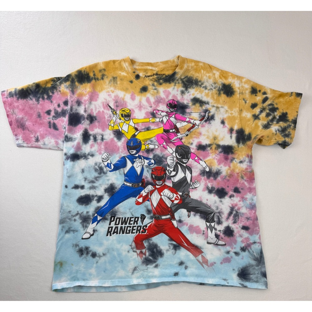 Power Rangers Tie-Dye Graphic T-Shirt Adult XL Multicolor Retro Y2K